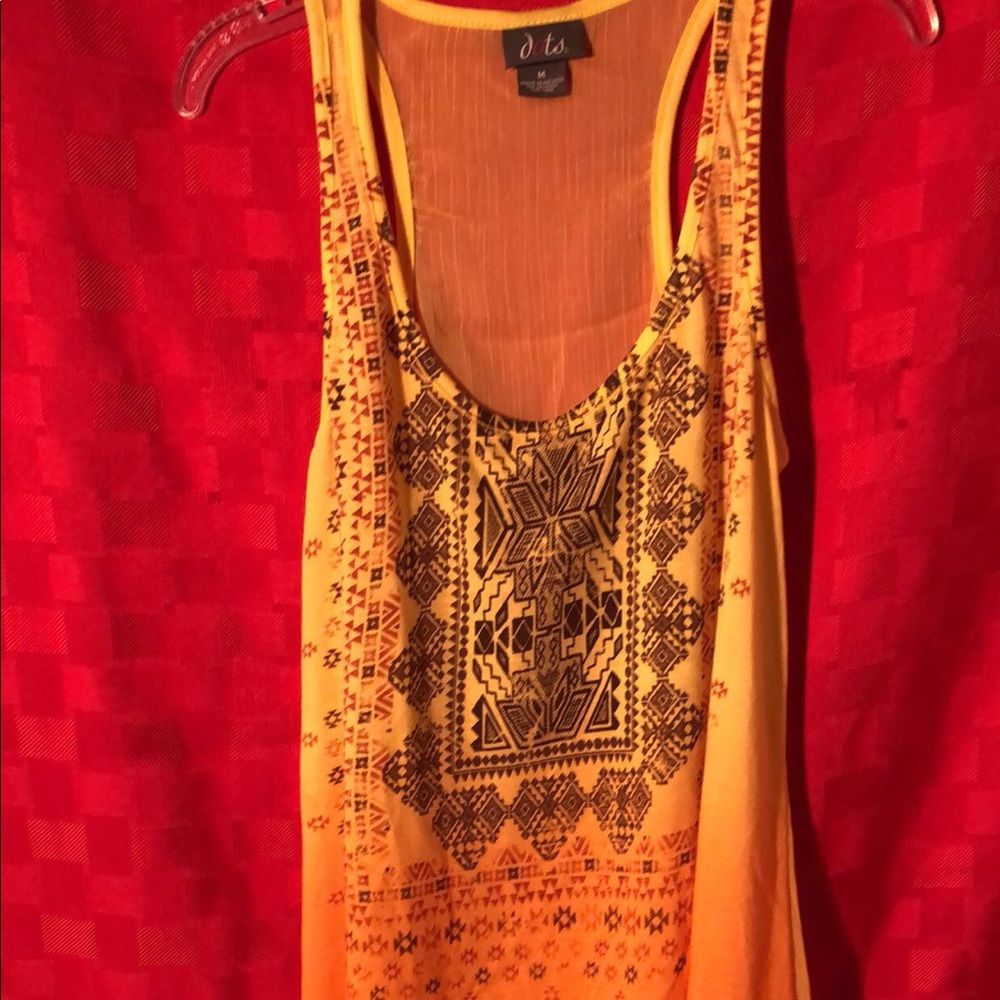 Aztec-like print tang top.